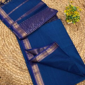 Maheshwari Blue Garbha Reshami Rich Pallu Silk Saree